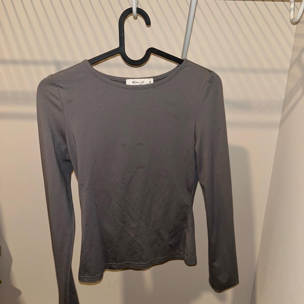 Gray Long Sleeve Top